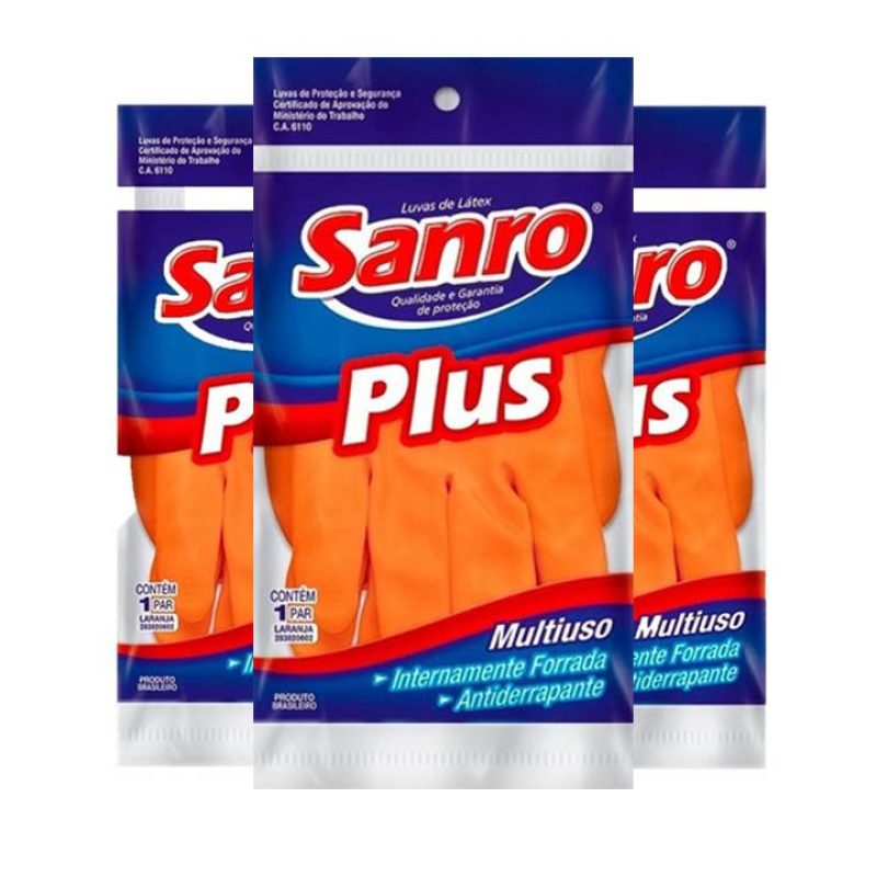 LUVA DE LATEX SANRO PLUS 1 PAR